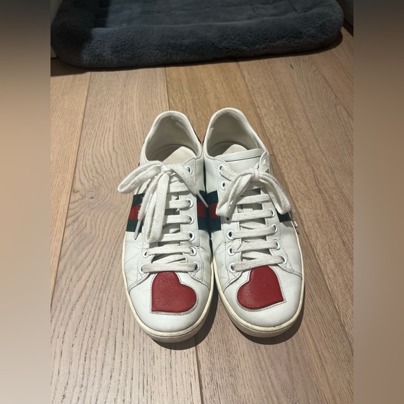 Gucci Shoes - Gucci Ace Heart White Leather Sneaker